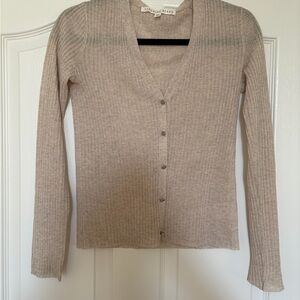 Veronica Beard Beige Ribbed Cardigan